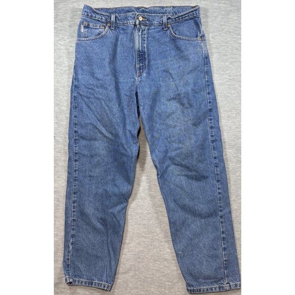 Carhartt Mens Blue Denim Jeans Size 38x30 Relaxed Fit Straight Leg Actual 35x30* - Picture 1 of 5